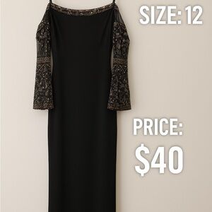 Ardell Black Maxi Dress with Gold Accents